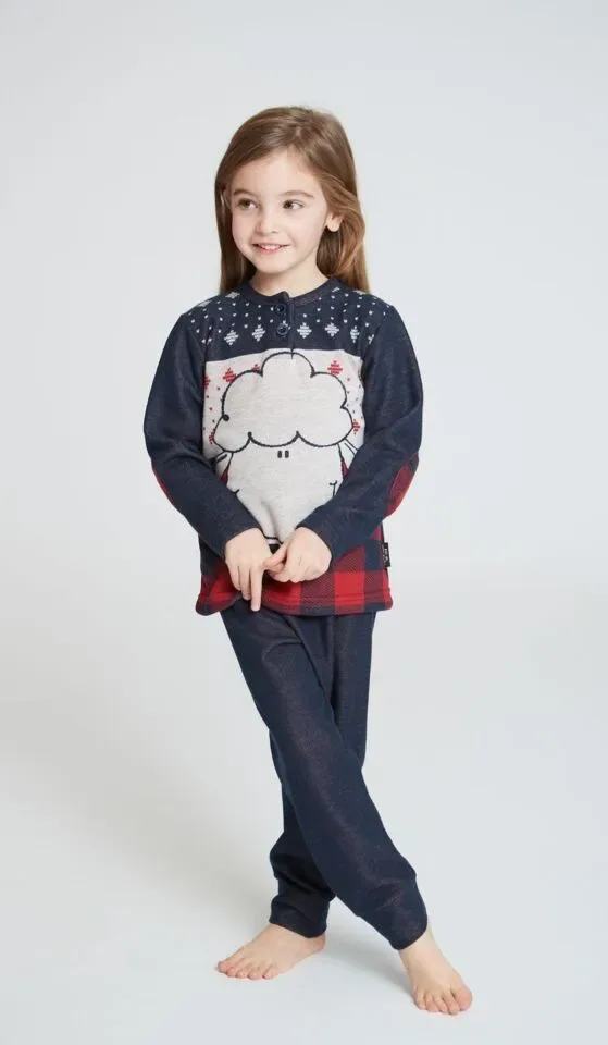 Happy people pyjama meisjes: Warm, blauw / rood ( ESK.103 )