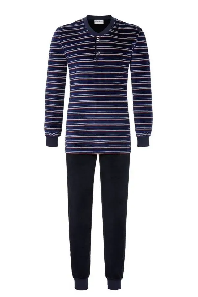 Ringella Heren Pyjama: Velours, Pat & knopen ( RIN.404 )
