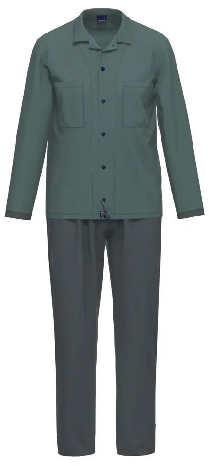 Ammann Pyjama heren: 100% Katoen, Doorknoop pyjama ( AMM.504 )