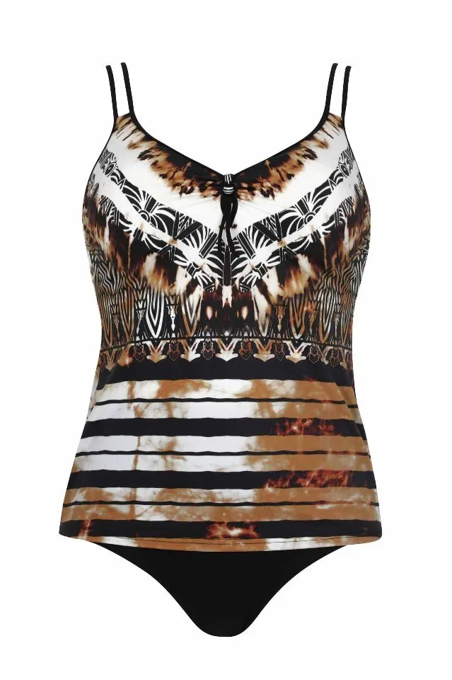 Sunflair tankini: Bruine print maxi broek ( SUNF.142 )