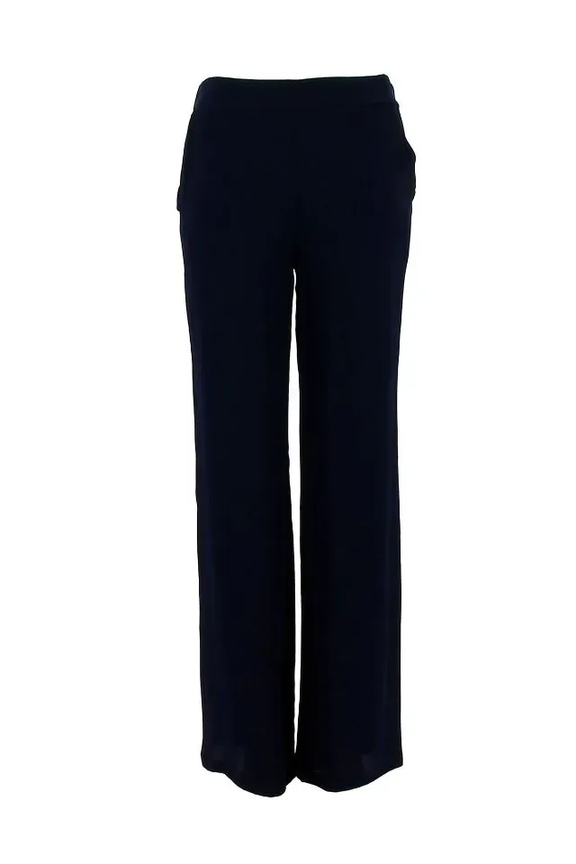 Signe Nature Broek: Navy, los model, elastiek in de lenden ( Signe.1136 )