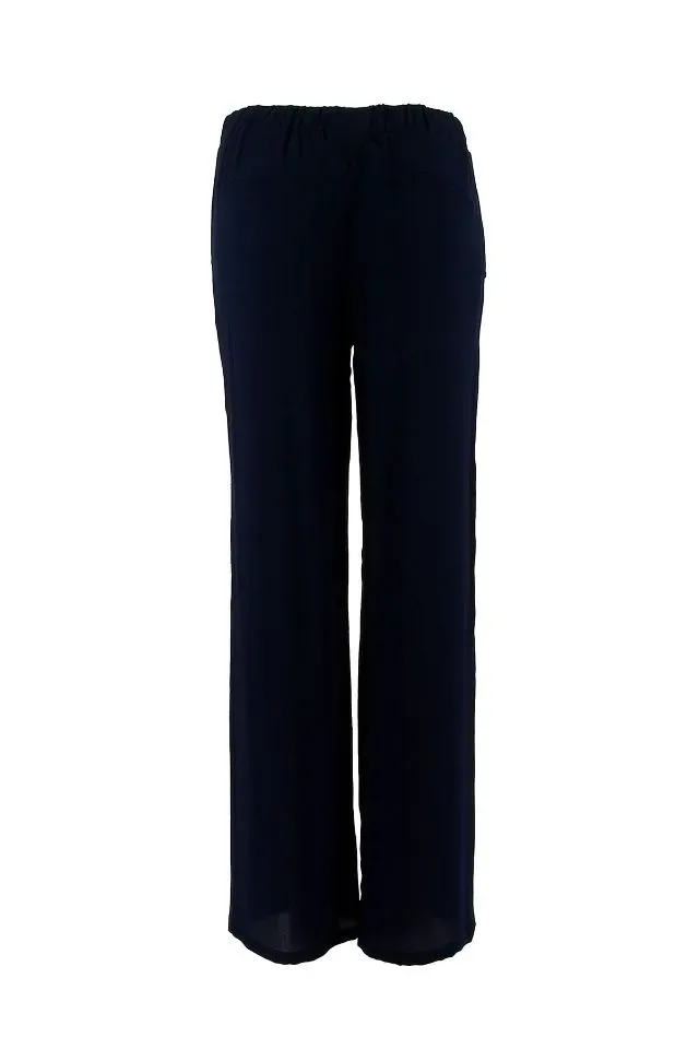 Signe Nature Broek: Navy, los model, elastiek in de lenden ( Signe.1136 )