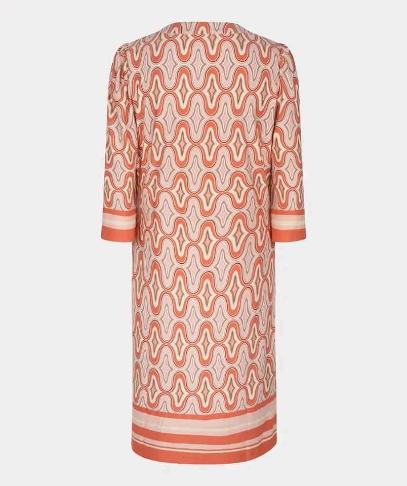 Esqualo Kleed: Oranje print, V hals  ( esq.248 )