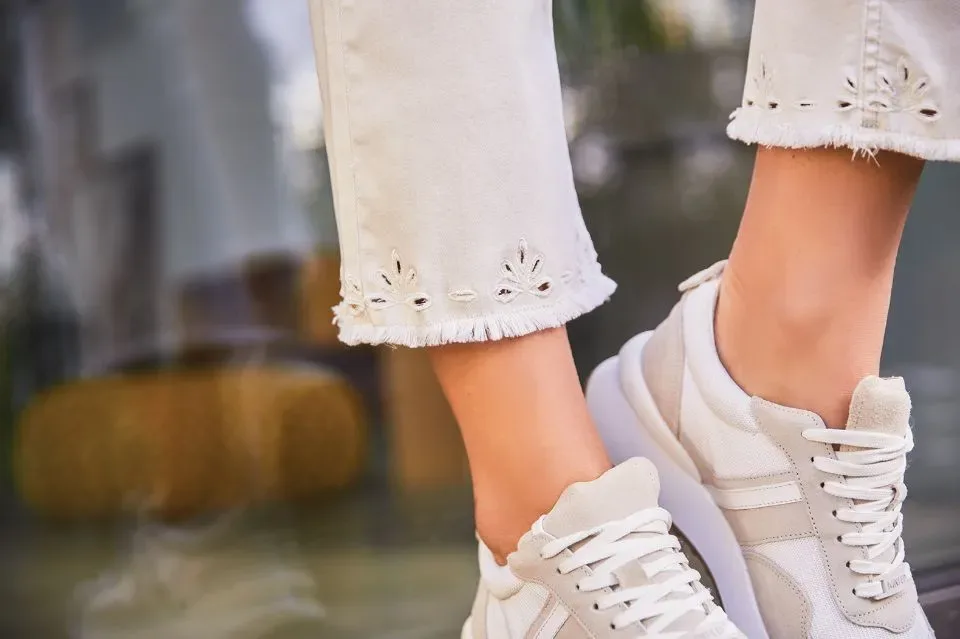 Para Mi broek: Kim Ajour Color denim Off white ( PARA.274 )