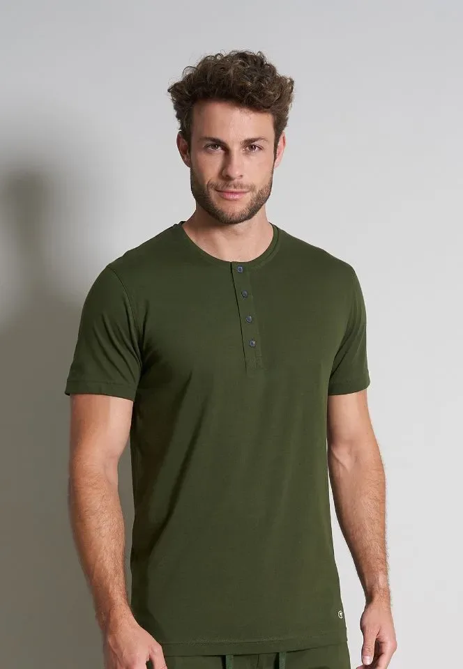 Tom Tailor Heren Pyjama: Effen shirt / carree broek ( TOM.18 )