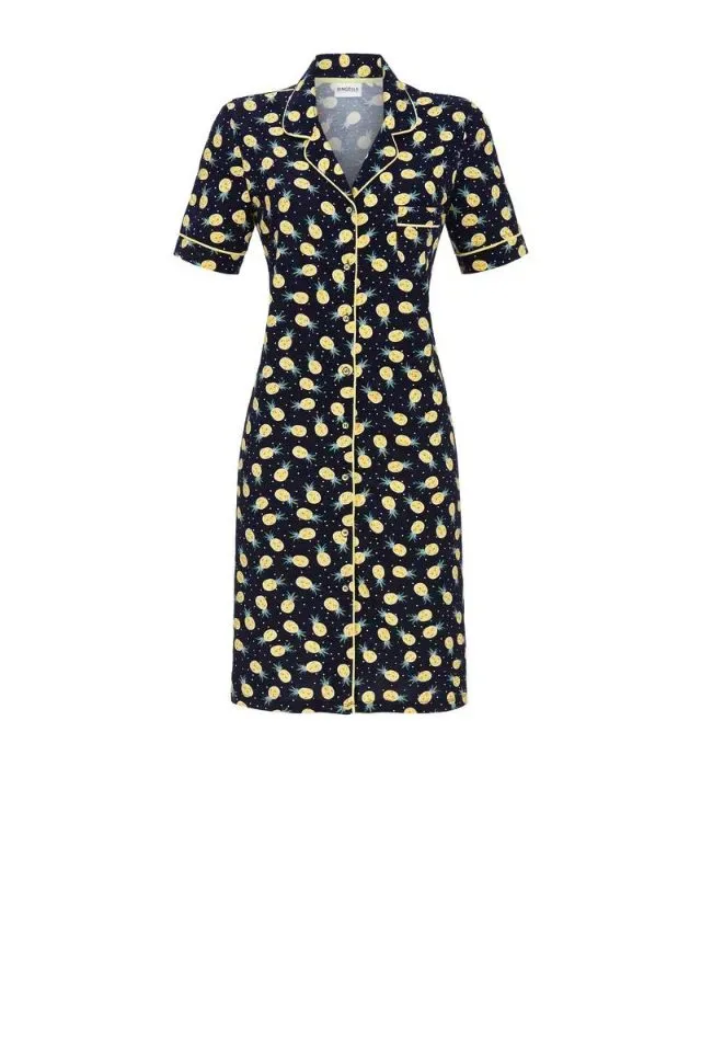 Ringella Dames Nachthemd: Doorknoop, ananas print, ( RIN.425 )