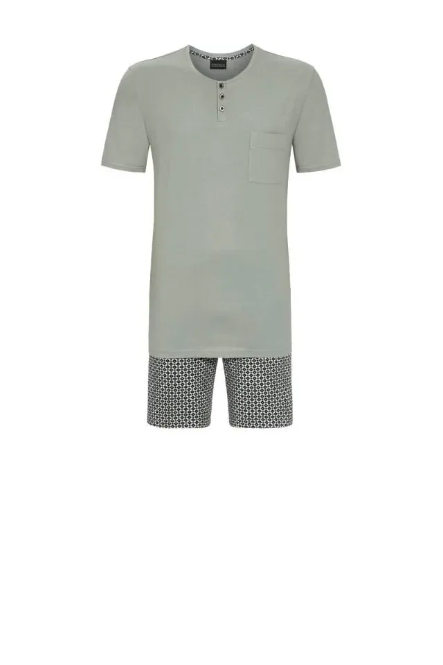 Ringella Heren Pyjama: Kaki, geprinte broek ( RIN.430 )