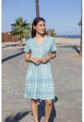 Mitjans Zomerkleed: Multicolor, groen, krote mouw ( MIT.83 )