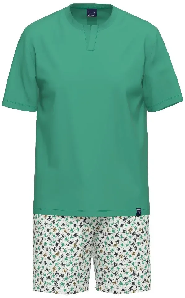 Ammann Heren Pyjama: Korte mouw, short, effen shirt ( AMM.537 )