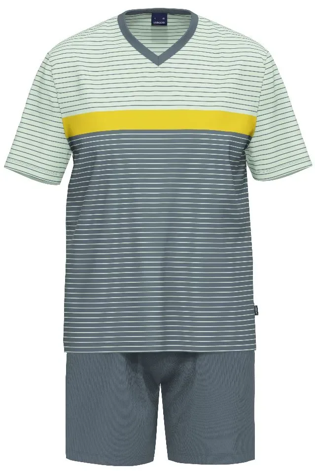 Ammann Heren Pyjama: Korte mouw, short, gestreept ( AMM.543