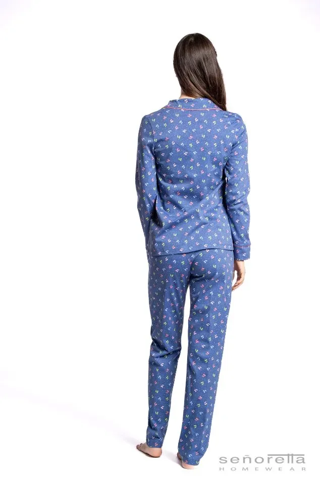 Egatex Dames Pyjama:Doorknoop, kersen ( Tot 2XL ) ( EGA.331 )