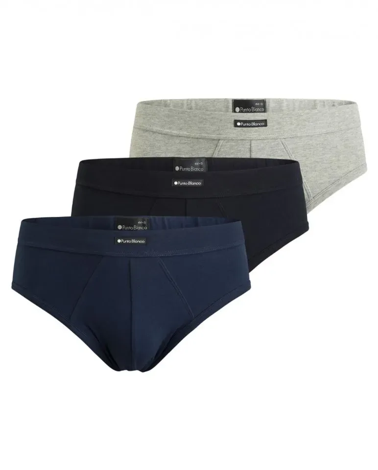 Punto Blanco Heren Slip: 3 pack, Grijs / zwart / blauw ( PUN.31 )
