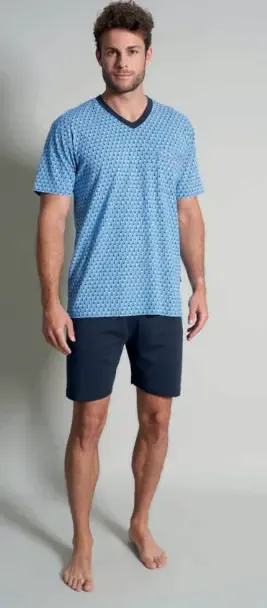 Gotzburg heren pyjama: korte mouw / short, 100% katoen ( GOT.36 )