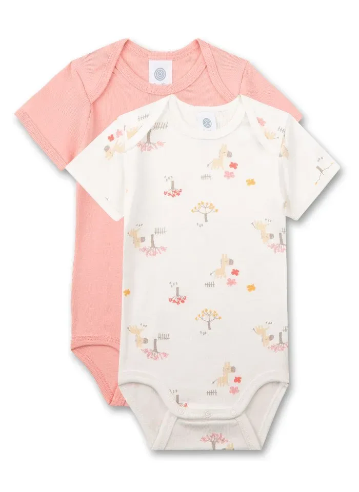 Sanetta romper meisjes: Girafmotief, korte mouw, duopack ( SAN.46 )