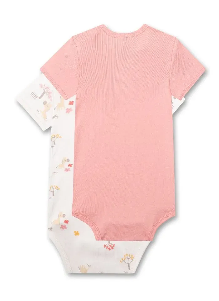 Sanetta romper meisjes: Girafmotief, korte mouw, duopack ( SAN.46 )