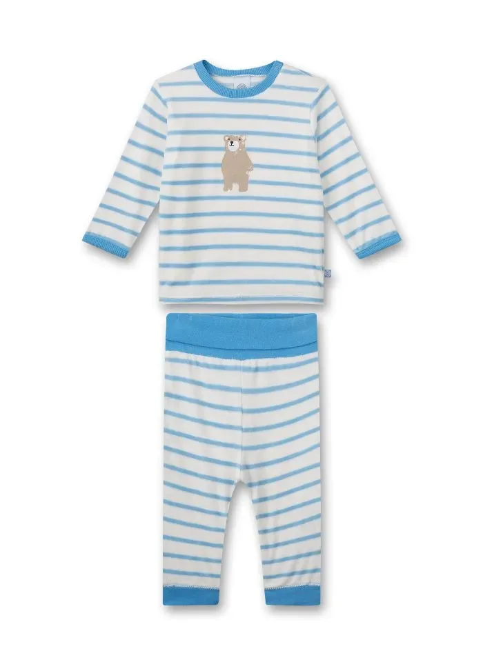Sanetta pyjama baby jongens: Velours, gestreept ( SAN.62 )
