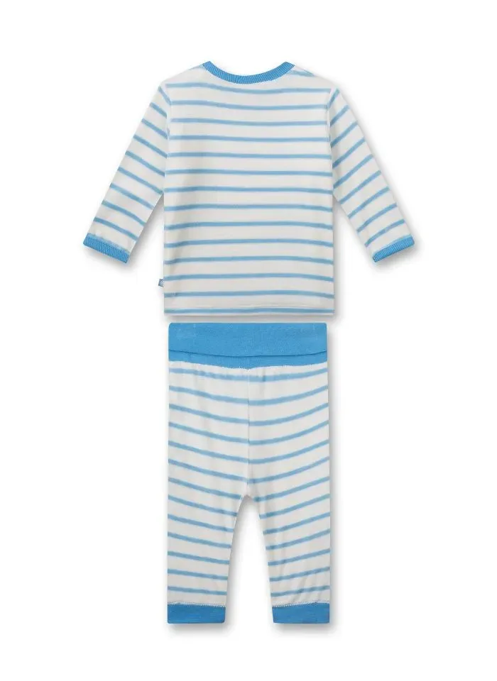 Sanetta pyjama baby jongens: Velours, gestreept ( SAN.62 )