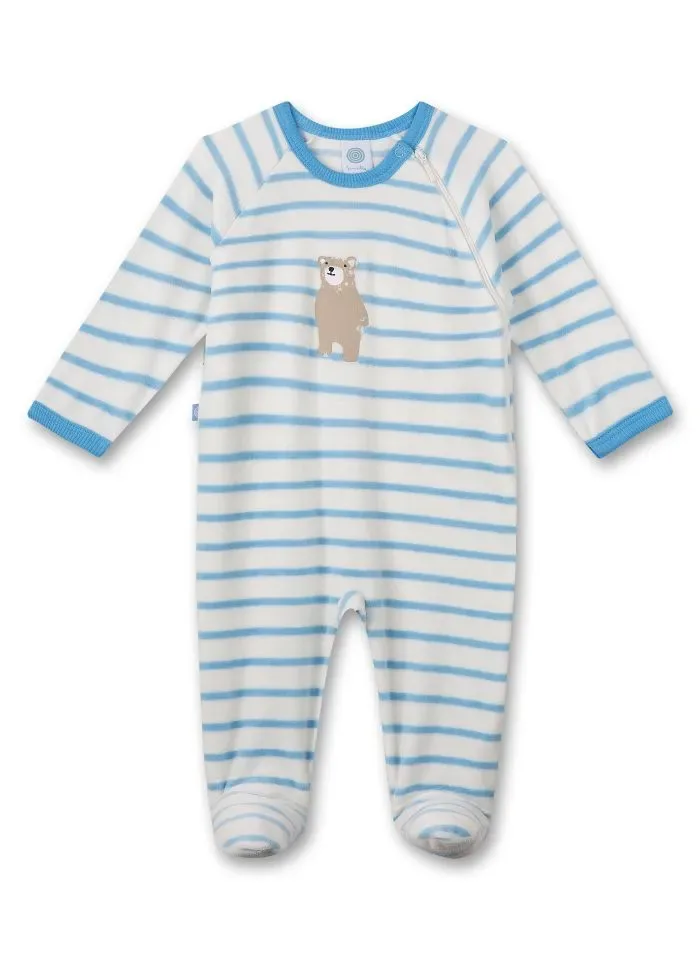 Sanetta pyjama baby jongens: overall, Velours, met voetjes ( SAN.63 )