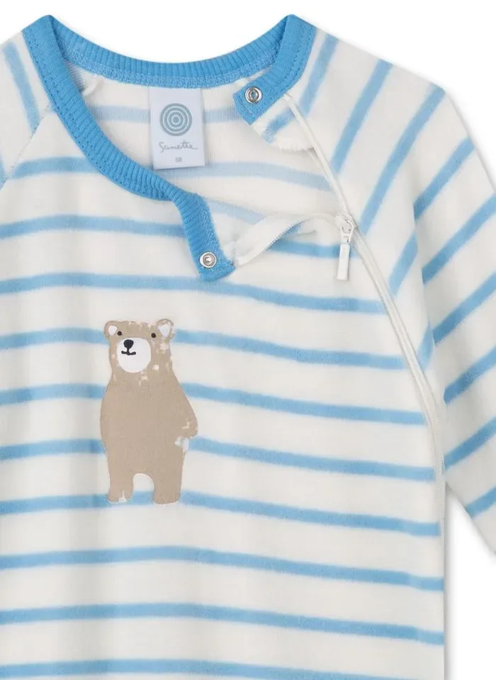 Sanetta pyjama baby jongens: overall, Velours, met voetjes ( SAN.63 )