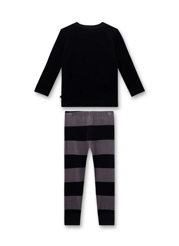 Sanetta Jongens Pyjama: Velours, beer motief, donker blauw ( SAN.67 )