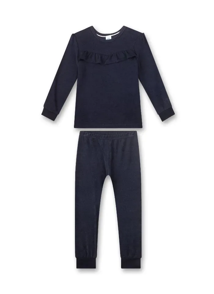 Sanetta meisjes Pyjama: Velours, Donker Blauw ( SAN.68 )