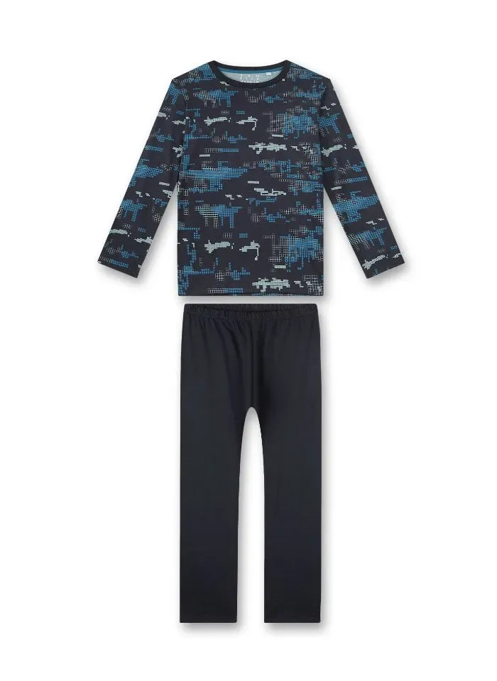 Sanetta Pyjama Jongens: 100% Katoen, antraciet ( SAN.71 )