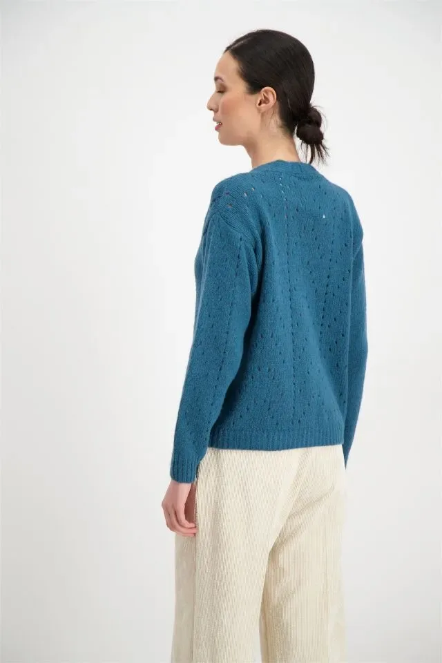 Signe Nature Cardigan: petrol, grof gebreid ( Signe.1164 )