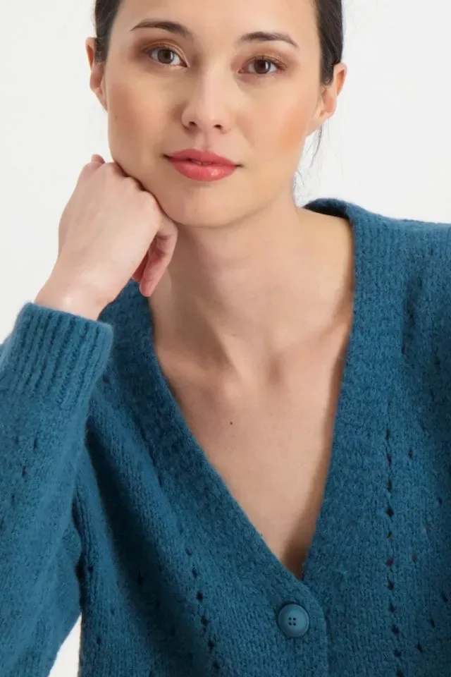 Signe Nature Cardigan: petrol, grof gebreid ( Signe.1164 )