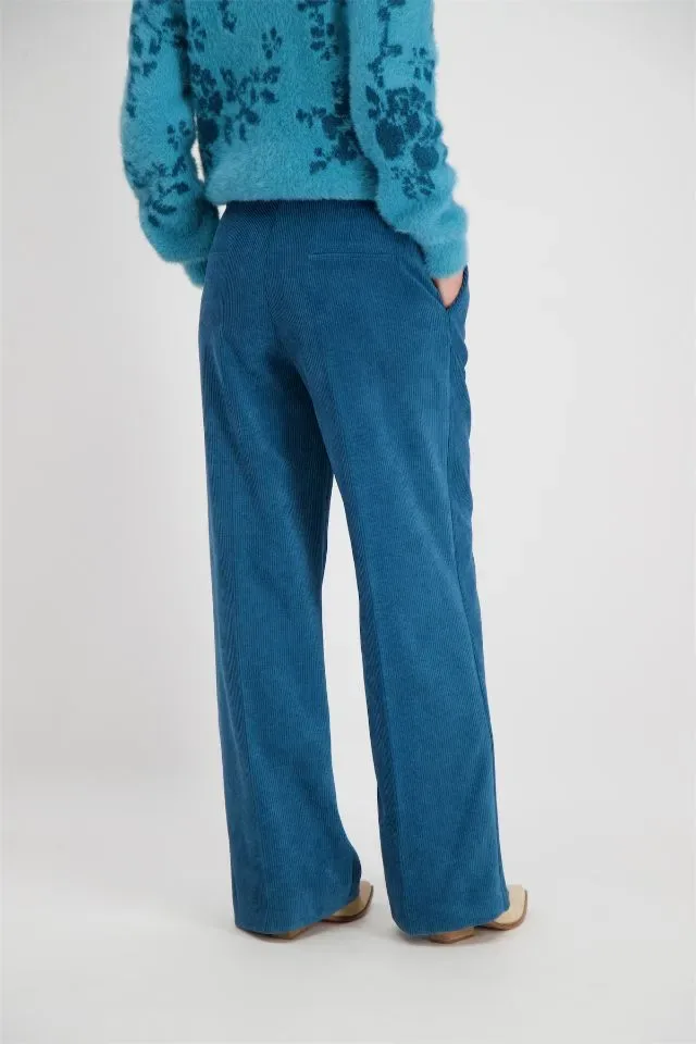 Signe Nature Broek: Ribfluweel, Petrol ( Signe.1168 )