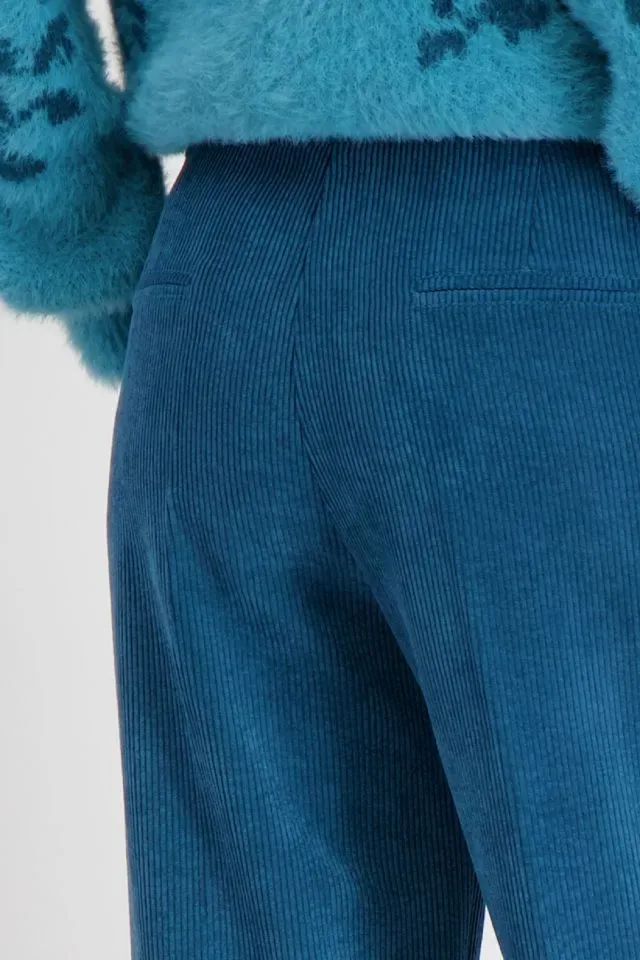 Signe Nature Broek: Ribfluweel, Petrol ( Signe.1168 )