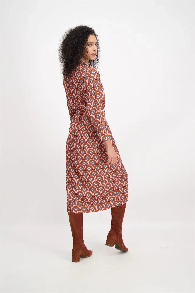 Signe Nature kleed: Brique kleur, lang model, doorknoop (( Singe.1172 )