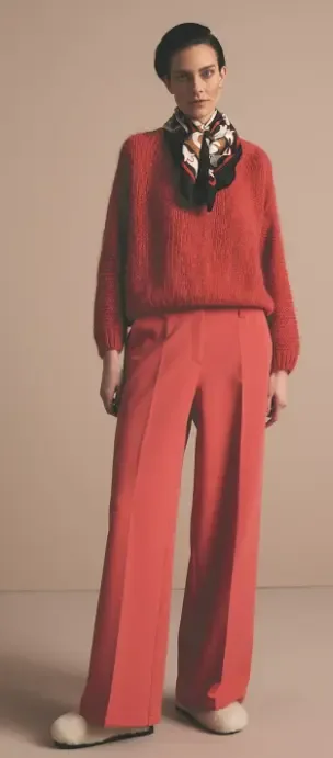 Summum Broek: rouge kleur, wijd model, elastiek in de lenden ( SUM.59 )
