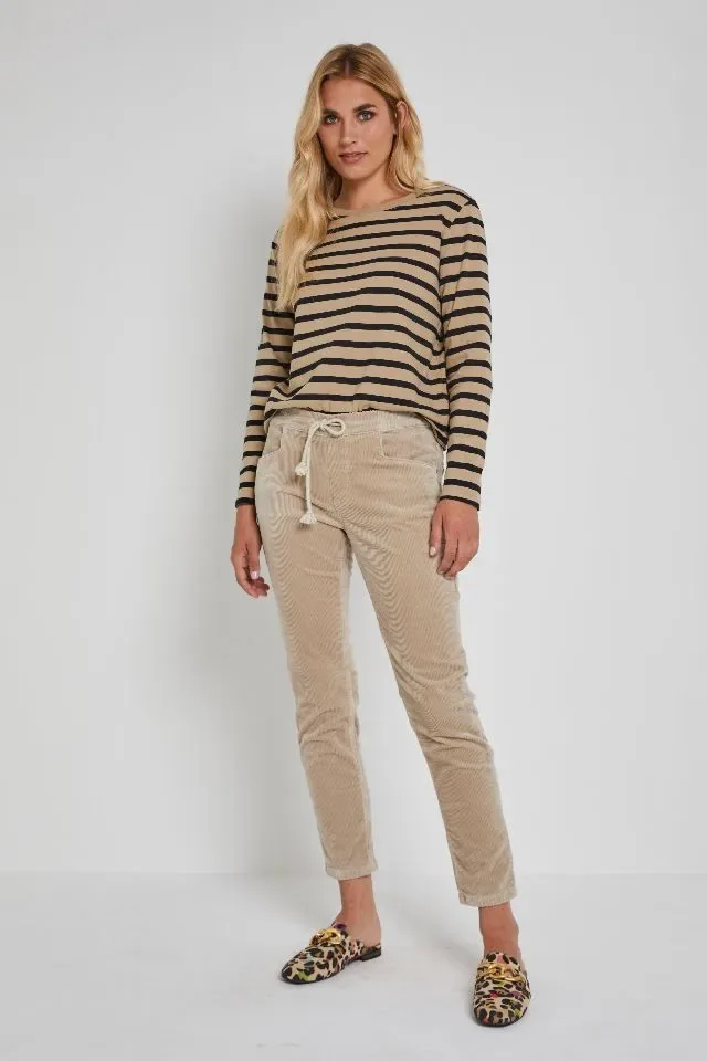 Para Mi Broek: Bowie, vintage Corduroy, Beige Marble ( PARA.288 )