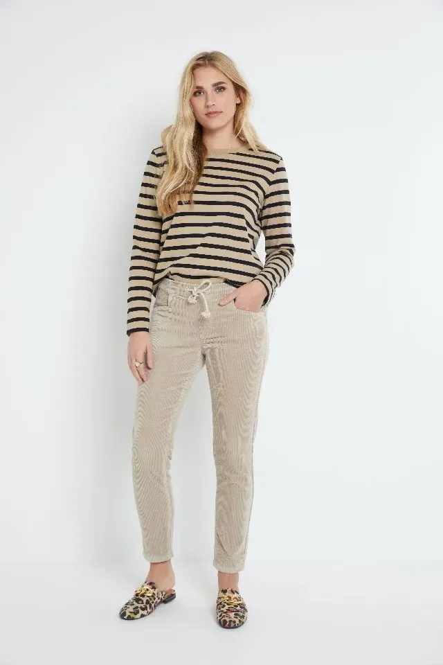 Para Mi Broek: Bowie, vintage Corduroy, Beige Marble ( PARA.288 )