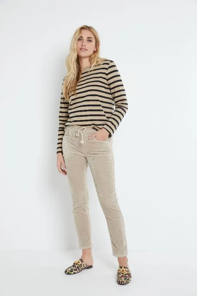Para Mi Broek: Bowie, vintage Corduroy, Beige Marble ( PARA.288 )