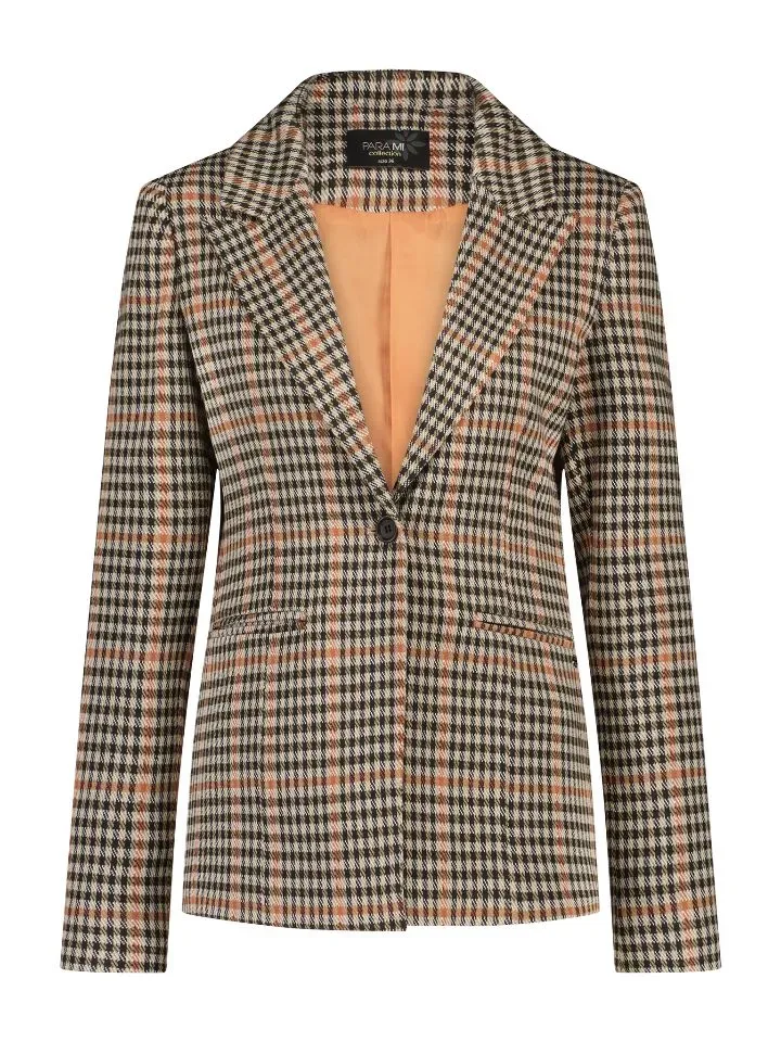 Para Mi Blazer Joan , Knitted Jacquards, Check Rust, ( PARA.279 )