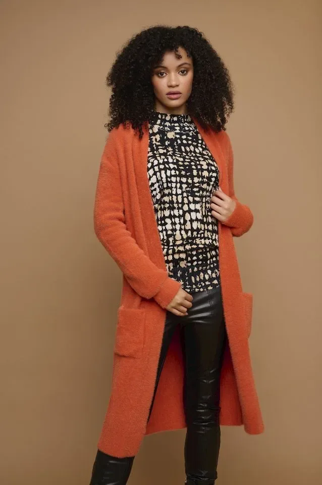 Rino & Pelle Gambler: Cardigan, lang model, Oranje ( RINO.49 )