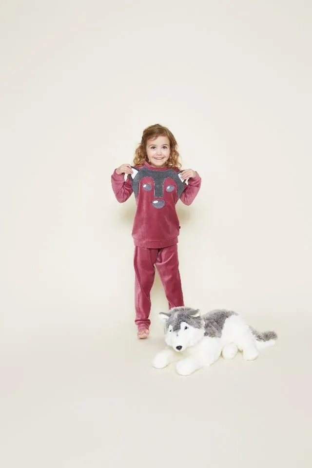 Charlie Choe Pyjama Meisjes: Velours, Cassis ( CHoe.4 )