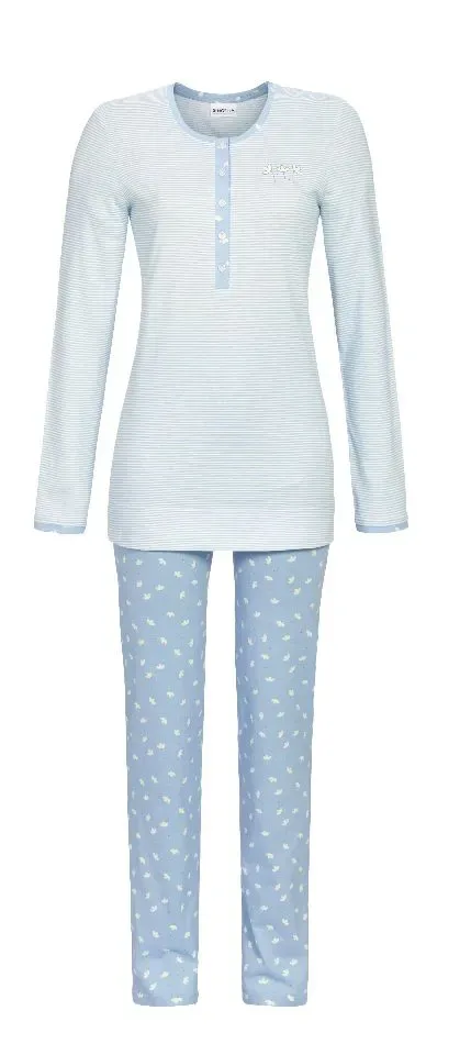 Ringella Dames Pyjama: Blauw gestreept tot maat 52 ( RIN.457 )