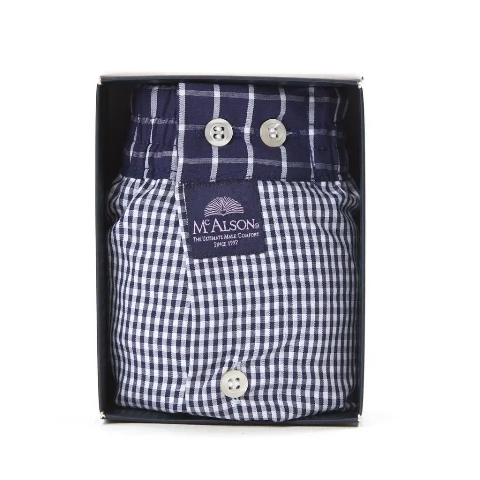 MC Alson Boxershort Heren: Blauw Vichi, Los model met ingewerkte slip ( MCA.3 )