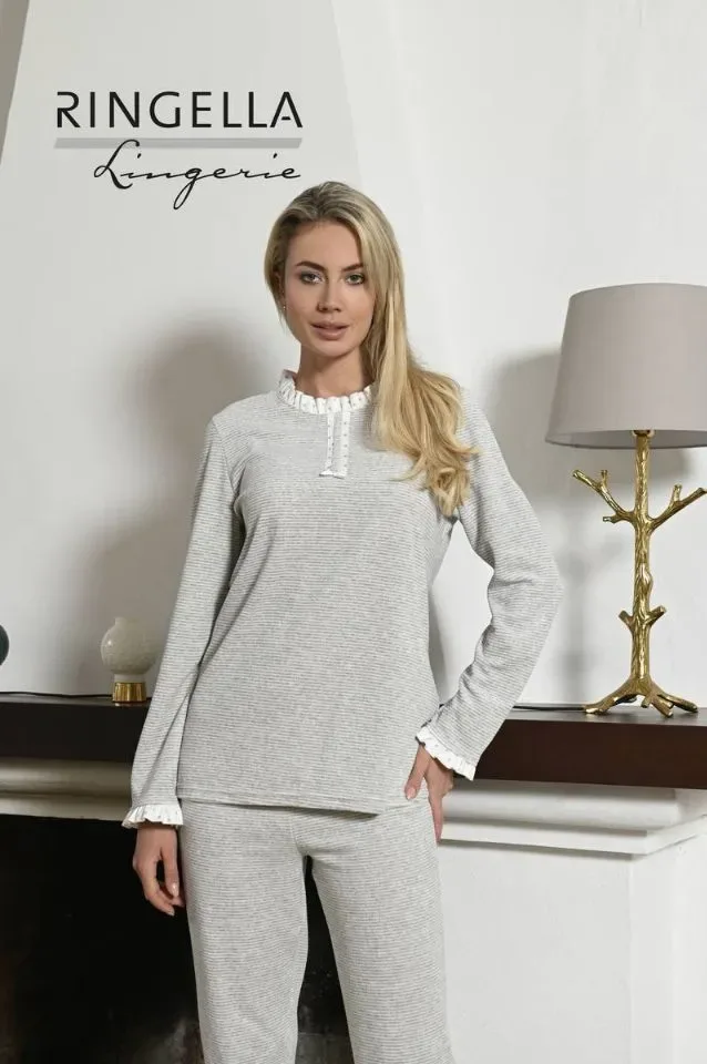 Ringella Dames pyjama: Velours, gestreept ( RIN.462 )