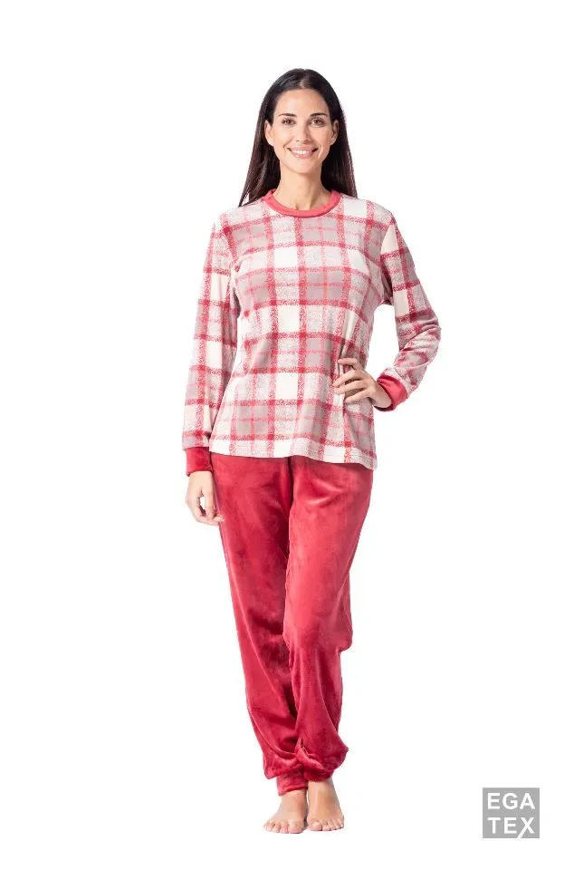 Egatex Dames pyjama: Velours, tot 3XL ( EGA.368 )