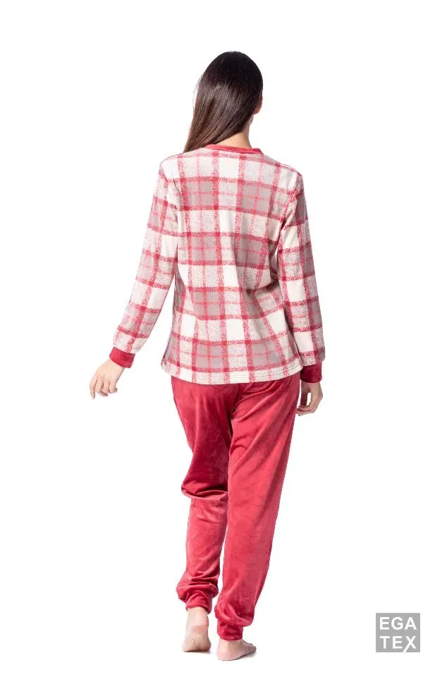 Egatex Dames pyjama: Velours, tot 3XL ( EGA.368 )