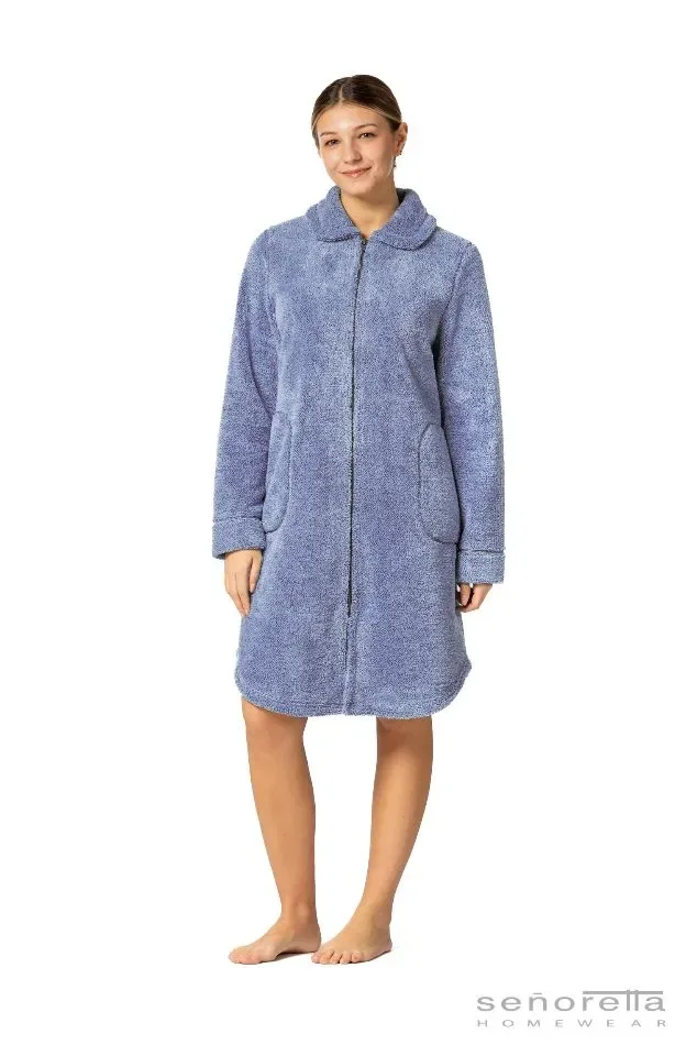 Egatex dames kamerjas: Met rits, Azul kleur (EGA.375 )