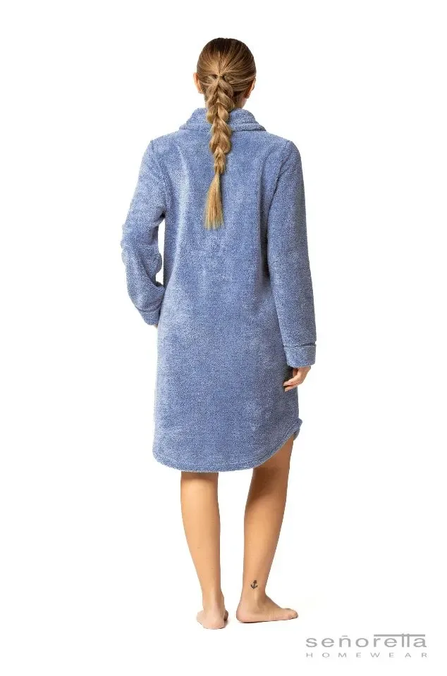 Egatex dames kamerjas: Met rits, Azul kleur (EGA.375 )