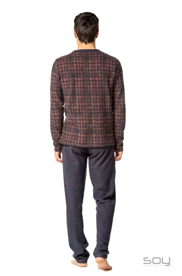Egatex ( Soy ) Heren pyjama: Bordeau / Blauw, Punto Milano ( EGA.380 )
