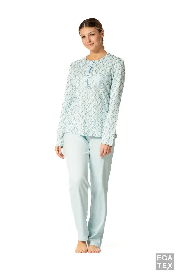Egatex Dames pyjama: Interlock, Ecru ( EGA.383 )