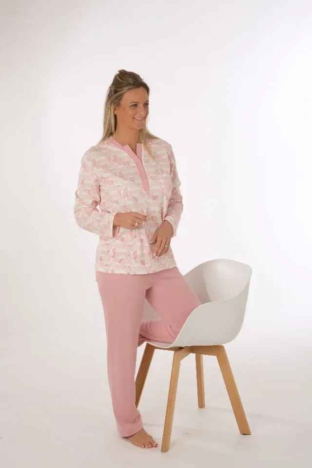 Perlina Pyjama dames, gemoltoneerd, Roze ( LINA.7 )