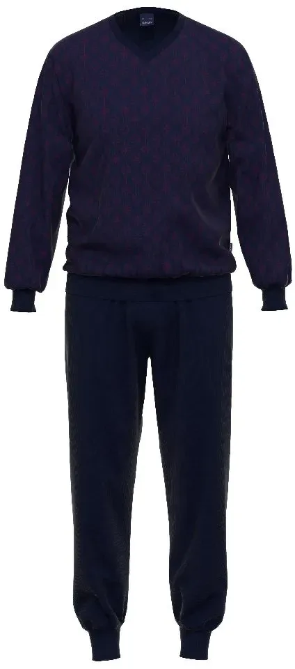 Ammann Heren Pyjama: Blauw / Bordeau, Katoen ( AMM.565 )