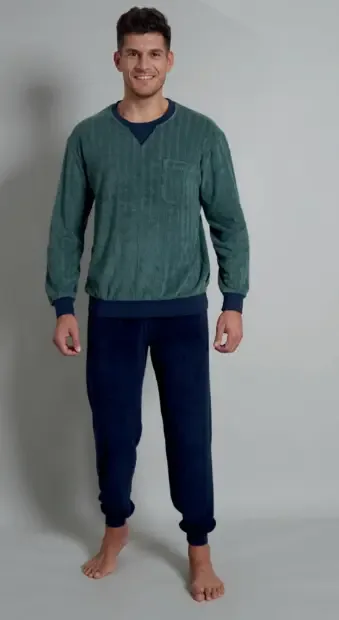 Gotzburg Pyjama heren: Badstof, Groen / blauw ( GOT.45 )
